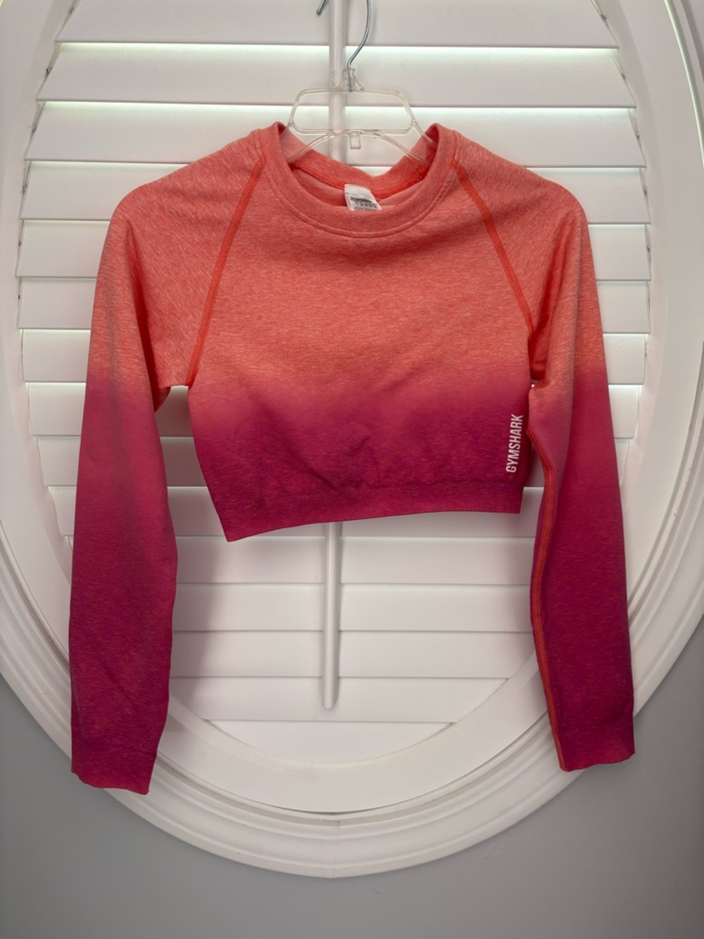 Gymshark Adapt Ombre Seamless Long Sleeve Crop Top orange marl/pink medium